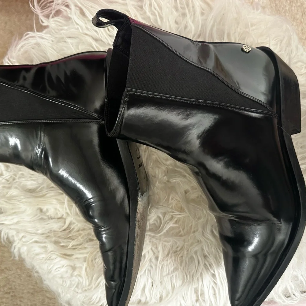 Anine Bing Sky Black Leather Ankle Boots size 8